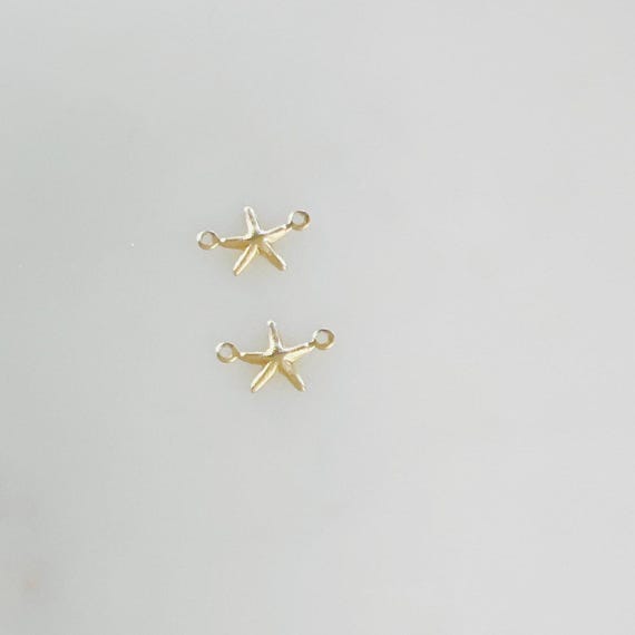 2 Pieces Teeny Tiny Lightweight Starfish Connector Charm in 14K Gold Filled Permanent Jewelry