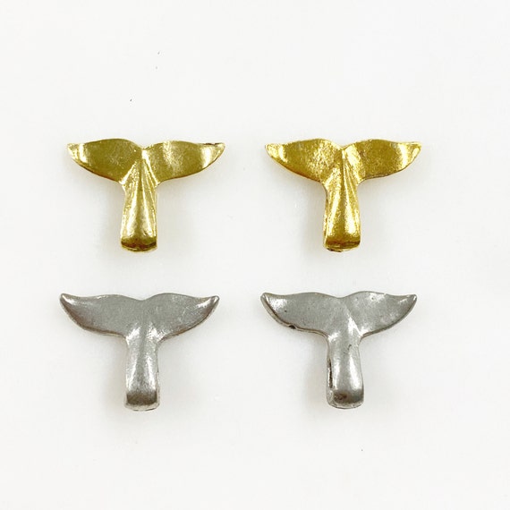 2 Piece Pewter Whale Tail Charm Beach/Ocean Animal Charm Choose Your Color Antique Gold or Antique Silver