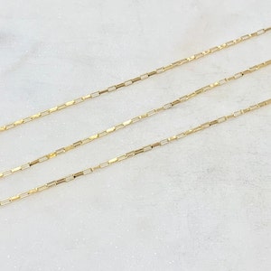 2.8mm x 1.3mm Venetian Faceted Elongated Flat Rectangle Cable Box Chain 14K GF Permanent Jewelry/ Sold by the Foot/ Bulk Unfinished Chain