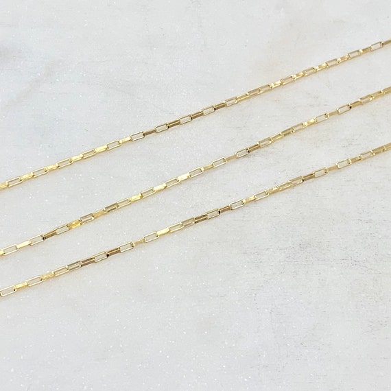 2.8mm x 1.3mm Venetian Faceted Elongated Flat Rectangle Cable Box Chain 14K GF Permanent Jewelry/ Sold by the Foot/ Bulk Unfinished Chain