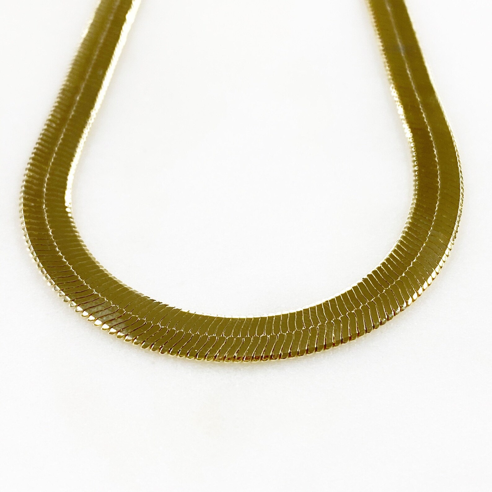 Gold Plated Herringbone Necklace 5.2mm Thickness 16 Inch Etsy