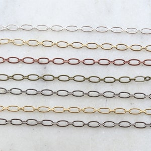 Base Metal Small Oval Textured Crimped Chain in 7 Finishes / Chain by the Foot