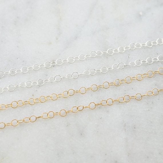 Small 3.5mm Dainty Round Link Textured Chain 14K GF or SS Extender Chain  Permanent Jewelry / Sold by the Foot / Bulk Unfinished Chain