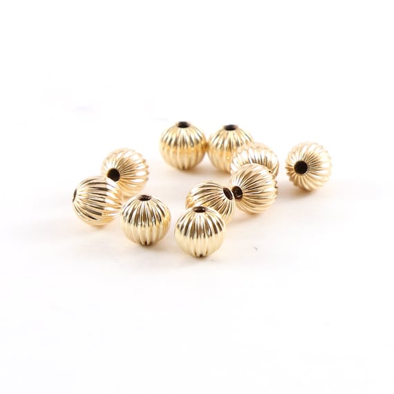 10 Pieces 6mm Corrugated Seamless Round 14K Gold Filled Spacer Beads