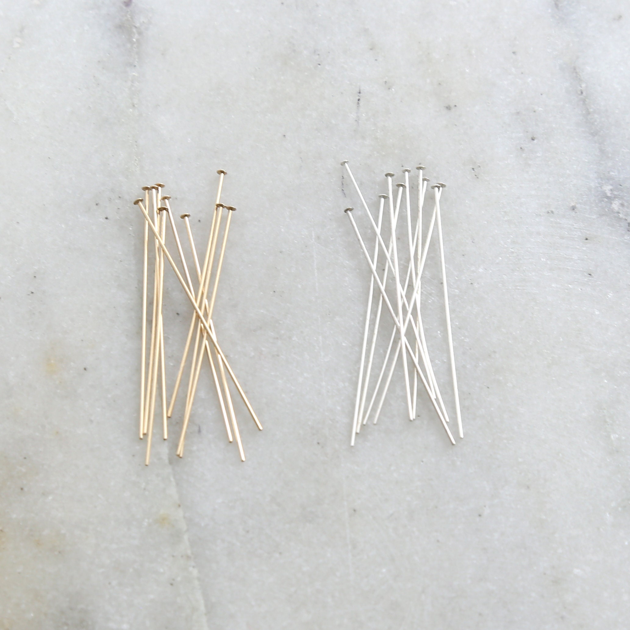 50pcs 14K Gold Filled Head Pins, Flat Head 12mm, 25mm, 37mm, 50mm