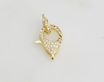 Fancy Micro Pave CZ Lobster Clasp Trigger Lobster Clasp Gold Pated with Cubic Zirconia Jewelry Supply