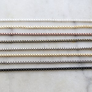 Base Metal Plated 2mm Thick Box Chain in 8 Finishes / Chain by the Foot