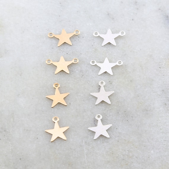 4 Pieces Choose your Star 14K Gold Filled or Sterling Silver Delicate Lightweight Dainty Tiny Charms Permanent Jewelry