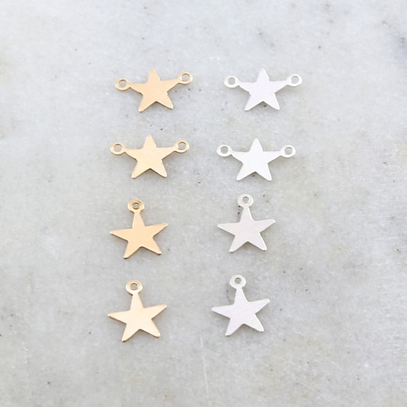 4 Pieces Choose your Star 14K Gold Filled or Sterling Silver Delicate Lightweight Dainty Tiny Charms Permanent Jewelry