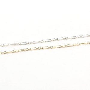 Delicate Long and Short Rectangle & Circle 4mm x 2mm Chain SS or 14K GF Permanent Jewelry/ Bulk Unfinished chain Sold by the Foot