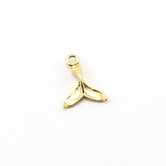 Small Whale Tail Vermeil Charm Ocean Inspired Beach Pendant Animal Conservation Charm