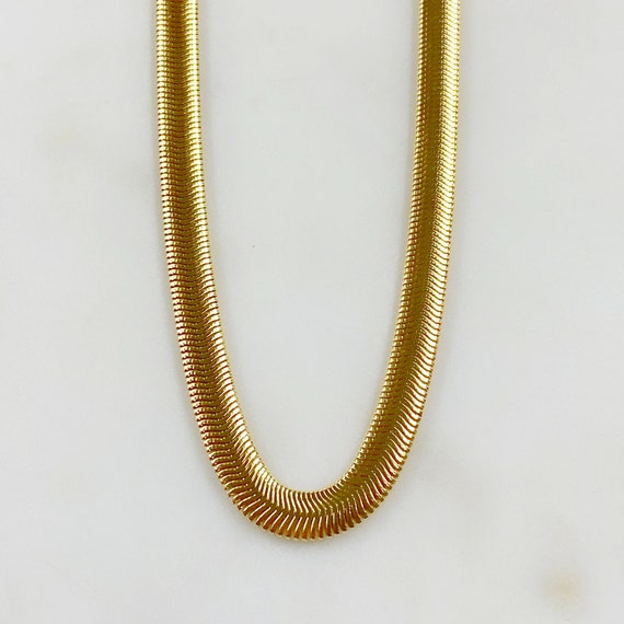 Ready to Wear 18k Gold Filled Spiral Thick Herringbone Chain 6mm in 16 Inch