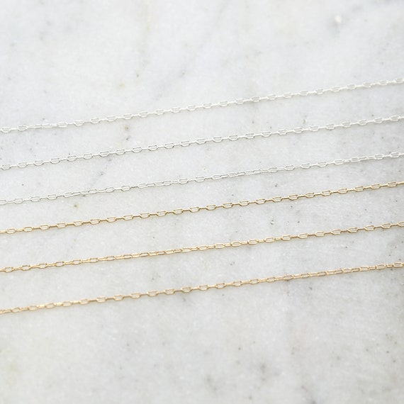 Ultra Delicate Venetian Long Flat Rectangle Cable Chain Box Chain Sterling Silver or 14K Gold Filled Sold by the Foot/ Bulk Unfinished Chain