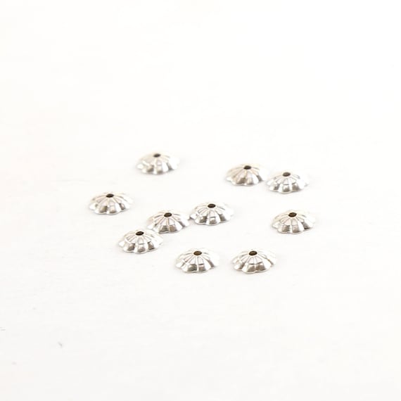 10 Pieces 5mm Sterling Silver Flower Bead Cap Jewelry Making Supplies