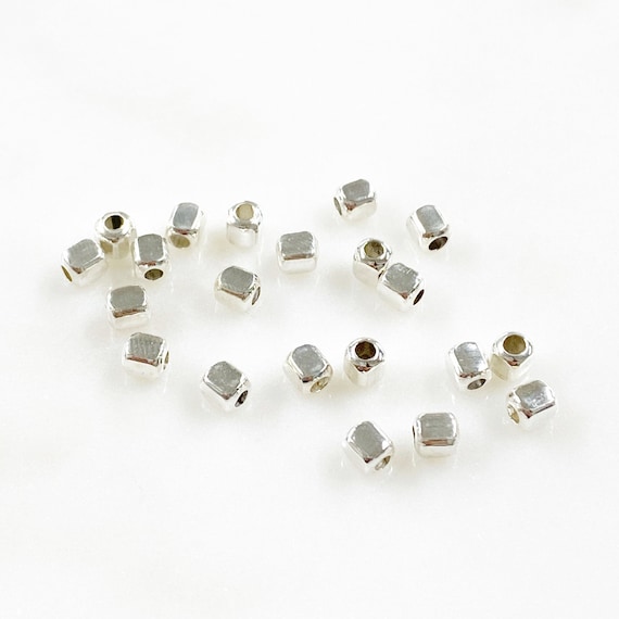 25 Piece Sterling Silver 3.5mm Cubed Beads Jewelry Making Supplies and Beads