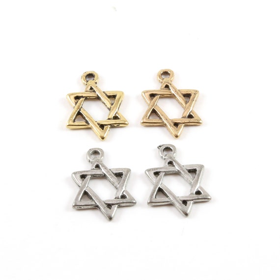 2 Pieces Simple Delicate Star of David Pendant Charm Religious Jewish Pendant 20mm x 13mm