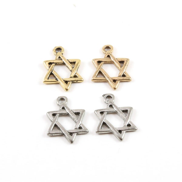 2 Pieces Simple Delicate Star of David Pendant Charm Religious Jewish Pendant 20mm x 13mm