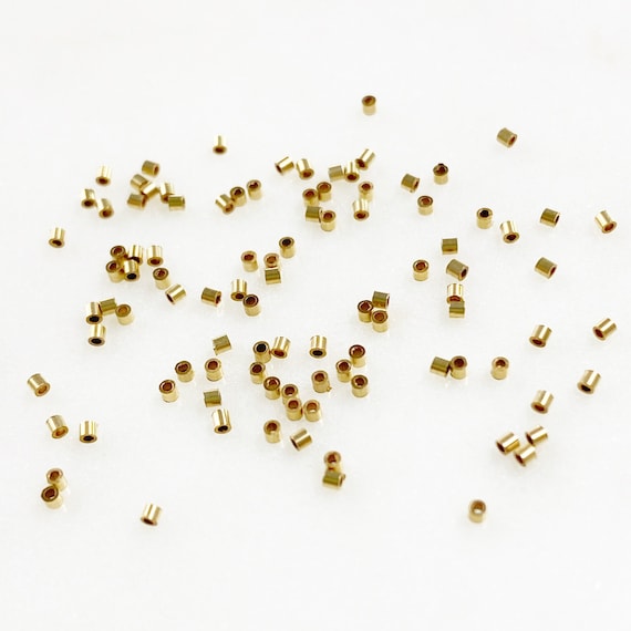 100 Piece 14k Gold Filled Crimp Beads Teeny Tiny Bead Findings Jewelry Making Supplies