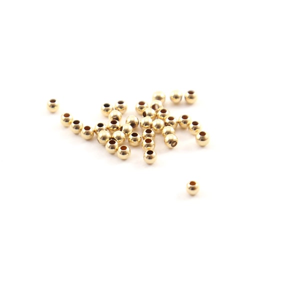 25 Pieces 2.5mm Smooth Seamless Round 14K Gold Filled Spacer Beads