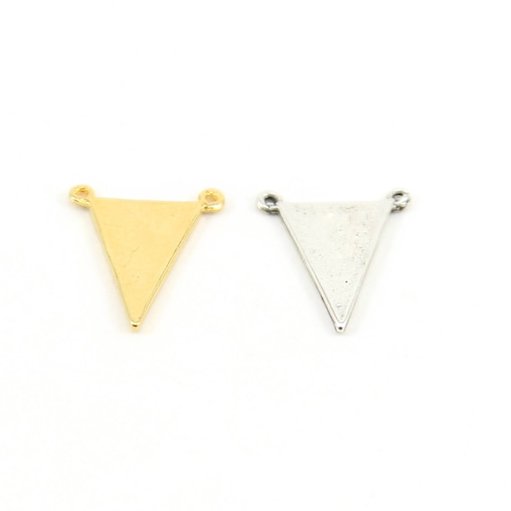 Flat Triangle Flag Connector Charm for Necklaces Sterling Silver Or Vermeil Gold