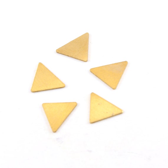 5 Pieces Small 12mm x 9mm Brass Metal Smooth Triangle Stamping Blank Triangle Charm No Holes