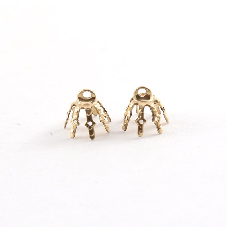 2 Pieces 10mm x 8mm 14K Gold Filled Flower Pinch Prong Bead Cap Jewelry Making Supplies