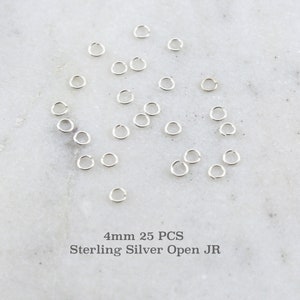 25 Pieces 4mm 22 Gauge Sterling Silver Open Jump Rings Charm Links Jewelry Making Supplies Sterling Findings image 1