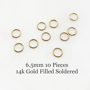 10 Pieces 6.5mm 20 Gauge 14K Gold Filled Soldered Closed Jump Rings Charm Links Jewelry Making Supplies Gold Findings