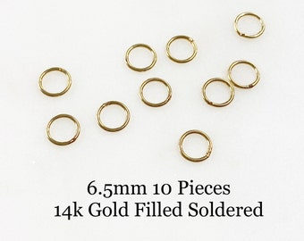 10 Pieces 6.5mm 20 Gauge 14K Gold Filled Soldered Closed Jump Rings Charm Links Jewelry Making Supplies Gold Findings