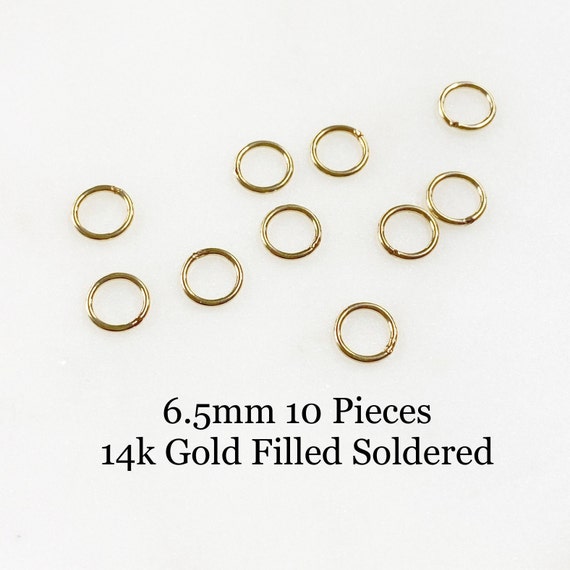 10 Pieces 6.5mm 20 Gauge 14K Gold Filled Soldered Closed Jump Rings Charm Links Jewelry Making Supplies Gold Findings