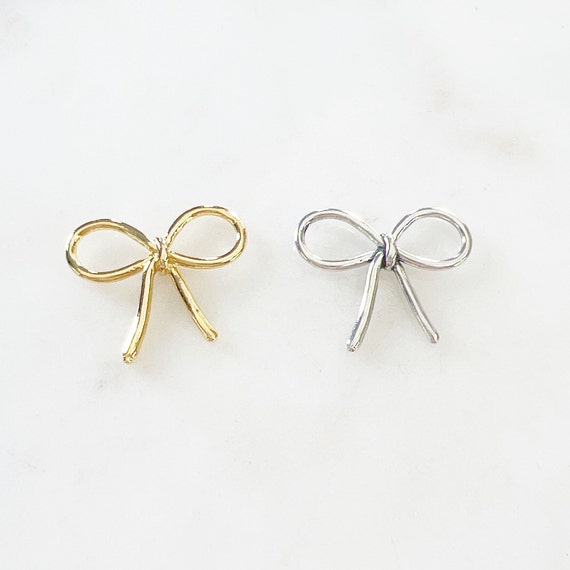Cute Bow Ribbon Pendant Charm Connector Knot in Vermeil Gold or Sterling Silver Bow Knot Permanent Jewelry