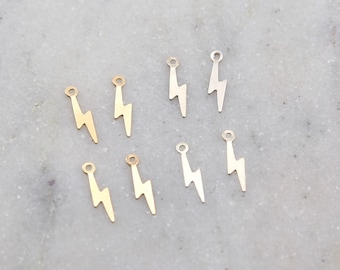 4 Pieces Dainty Lightning Bolt Charm in Sterling Silver and 14K Gold Filled