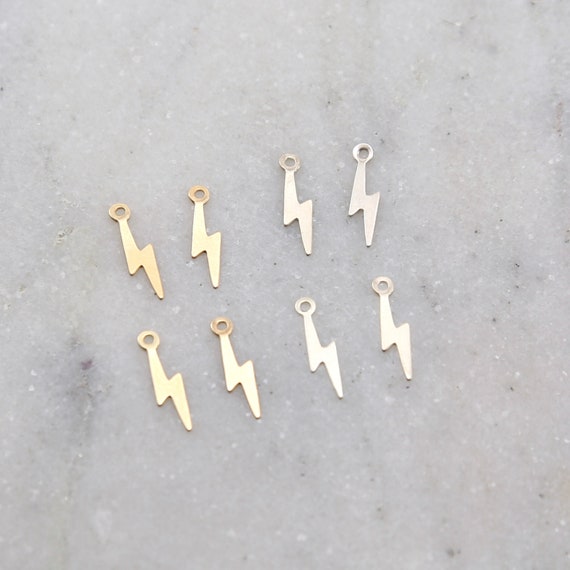 4 Pieces Dainty Lightning Bolt Charm in Sterling Silver and 14K Gold Filled