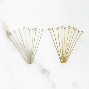 10 Piece 1.5 Inch Eye Pin 24 Gauge in Sterling Silver Or 14K Gold Filled Stringing Bead Jewelry Making Supplies