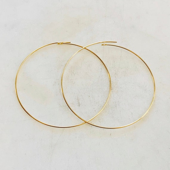 1 Pair 14K Gold Filled  Beading Hoop Earring Wire 50mm Earring Wires Earring Hoop Component