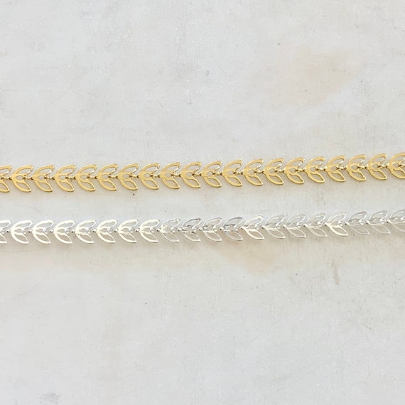 Gold or Silver Plated Base Metal Butterfly Chevron Choker Link Chain Modern Dainty Chain  / Chain By The Foot