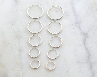 1 pair sterling silver small endless hoop earrings 18mm, 16mm, 14mm, 12mm, 10mm earring wires earring hook component