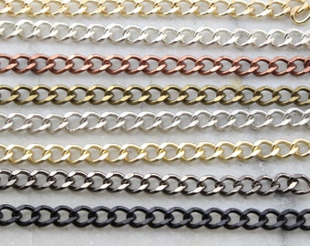 Base Metal Thick Faceted Diamond Cut Curb Chain in 8 Finishes Purse Chain Heavy Duty Sturdy Chain Openable Links / Chain By the Foot