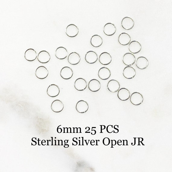 25 Pieces 6mm 24 Gauge Sterling Silver Open Jump Rings Charm Links Jewelry Making Supplies Sterling Findings