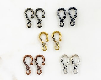 2 piece pewter s hook twisted detail clasp choose your color unique clasp findings