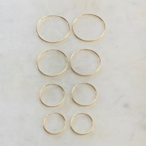 1 Pair 14K Gold Filled Large Endless Hoop Earrings 20mm, 24mm, 30mm, 35mm Earring Wires Earring Hook Component image 1