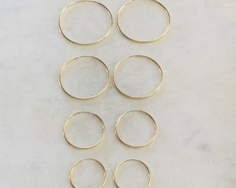 1 Pair 14K Gold Filled Large Endless Hoop Earrings  20mm, 24mm, 30mm, 35mm  Earring Wires Earring Hook Component