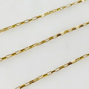 2mm x 1mm Dainty Venetian Faceted Elongated Flat Rectangle Cable Chain Box Chain 14K Gold Filled Sold by the Foot/ Bulk Unfinished Chain