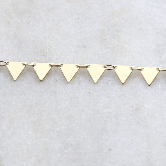 Gold Plated Base Metal Modern Triangle Dainty Minimal Connector Choker Bracelet Chain / Chain by the Foot