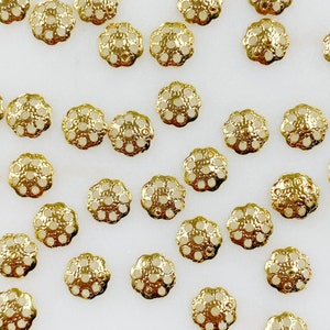 100 Piece 6mm Gold Plated Flower Bead Cap Jewelry Making Supplies