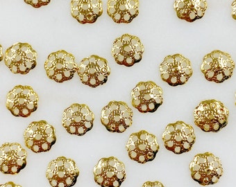 100 Piece 6mm Gold Plated Flower Bead Cap Jewelry Making Supplies