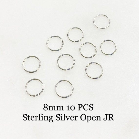10 Pieces 8mm 24 Gauge Sterling Silver Open Jump Rings Charm Links Jewelry Making Supplies Sterling Findings