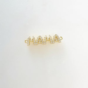 Banhado a ouro Pave Cz MAMA Conector Pingente Charme Dia das Mães, Novo Pingente de Mãe