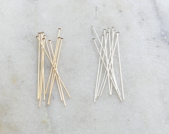 10 pieces 1.5 inch flat head pin 24 gauge 14k gold filled or sterling silver stringing bead supplies