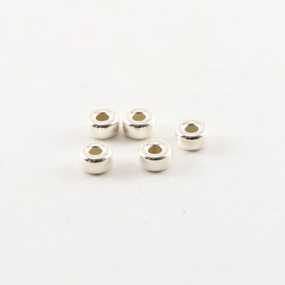 5 Pieces 5mm Smooth Pony Rondelle Seamless Sterling Silver 925 Spacer Beads